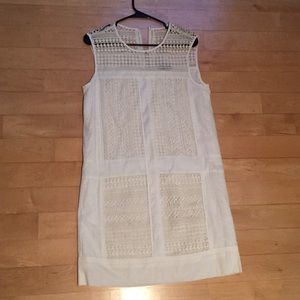 NTW J crew white lace and linen summer dress